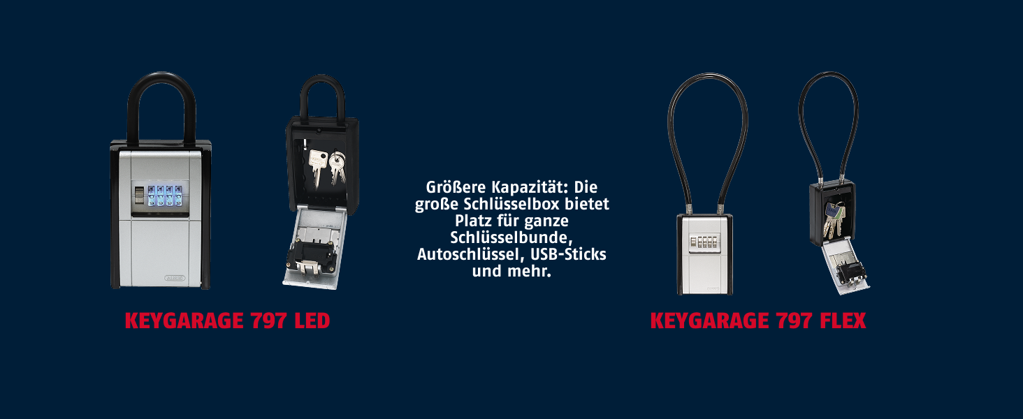 ABUS KeyGarage 797 Schlüsselbox mit silberner Zahlenradklappe und schwarzem kunststoffummanteltem Bügel – Detail 7