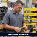 S&R Abisolierwerkzeug in Blau und Gelb zum Entmanteln von Rundkabeln und Abisolieren von Adern