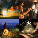 Blukar Campinglampe mit aufgeklappten Seitenflügeln und 116 LED in warmweissem Licht