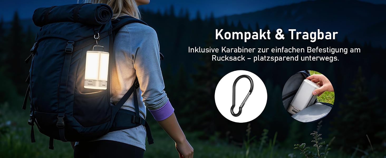 Blukar Campinglampe mit aufgeklappten Seitenflügeln und 116 LED in warmweissem Licht – Detail 7