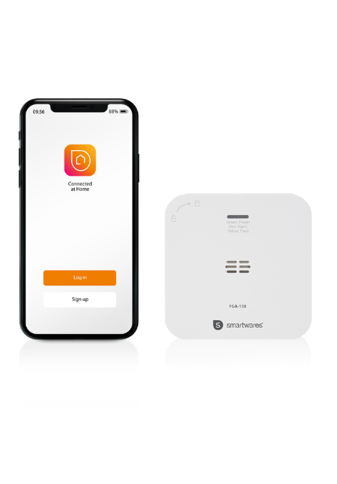 Smartwares CO-Melder FGA-13091 in Weiss mit Anzeige und Testtaste an der Wand – Detail 8