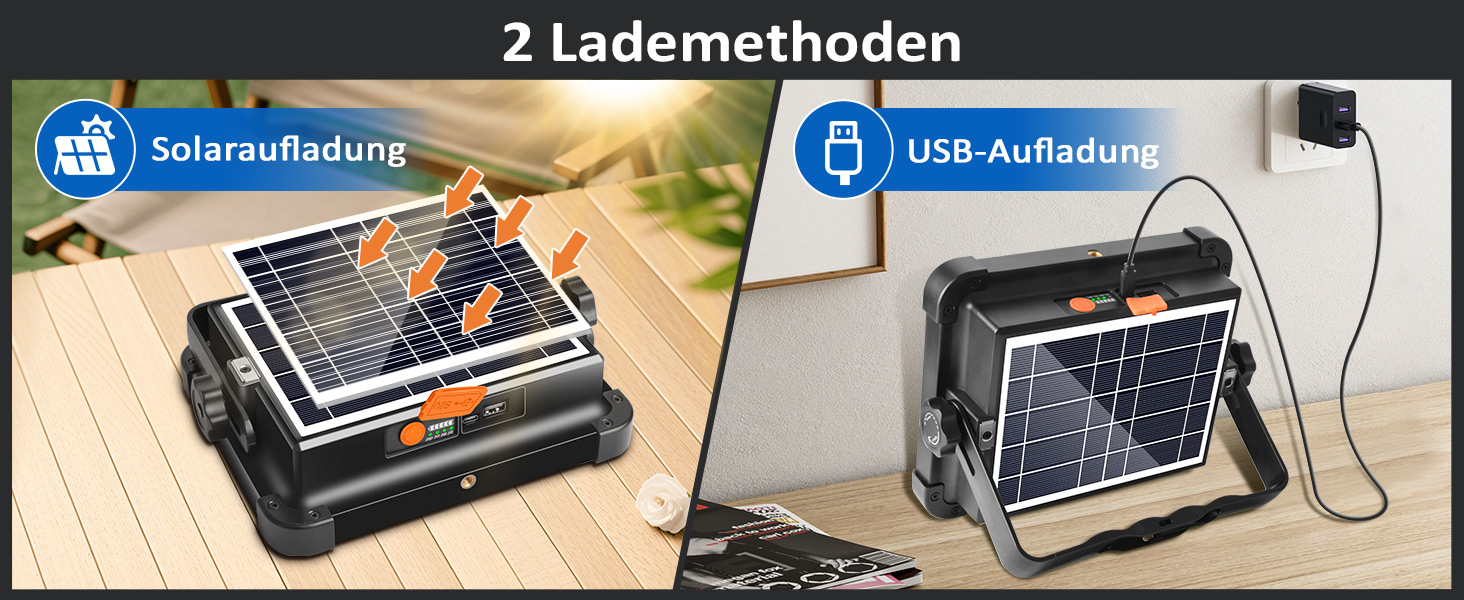 MASMEJOR SL-D8 Akku-Baustrahler mit 336 LEDs, Solarpanel und klappbarem Gelenkarm – Detail 8