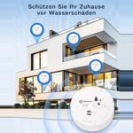 Zwei runde weisse Geevon Wassermelder mit Metallkontakten an der Unterseite
