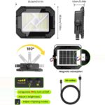 CLV LED-Akkustrahler mit Solarpanel, Tragebügel und Magneten auf der Rückseite