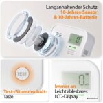 Smartwares CO-Melder FGA-13091 in Weiss mit Anzeige und Testtaste an der Wand