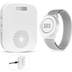 ChunHee Notrufset in Weiss mit SOS-Armband, Halsbandtaste und tragbarem Empfänger
