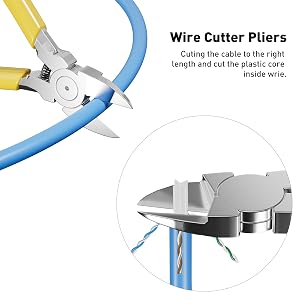ZoeRax Netzwerk-Werkzeugset mit RJ45-Crimpzange, Kabeltester, Abisolierwerkzeug und Pass-Through-Steckern – Detail 8