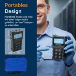 Schwarzer Netzwerk-Kabeltester Mcbazel INSP0319 mit LCD-Display, RJ45-Buchse und kleinem Gegenstück