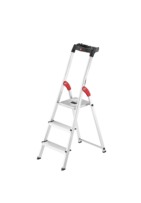 Hailo L80 ComfortLine Alu-Stehleiter mit drei XXL-Stufen, Plattform und Ablageschale – Detail 8