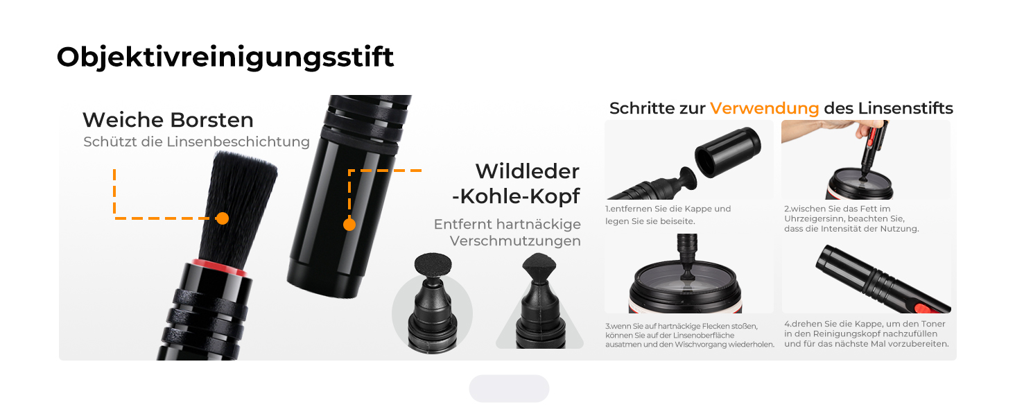 K&F Concept 25-teiliges Kamera-Reinigungsset mit Blasebalg, Sensortupfern und Tasche – Detail 8