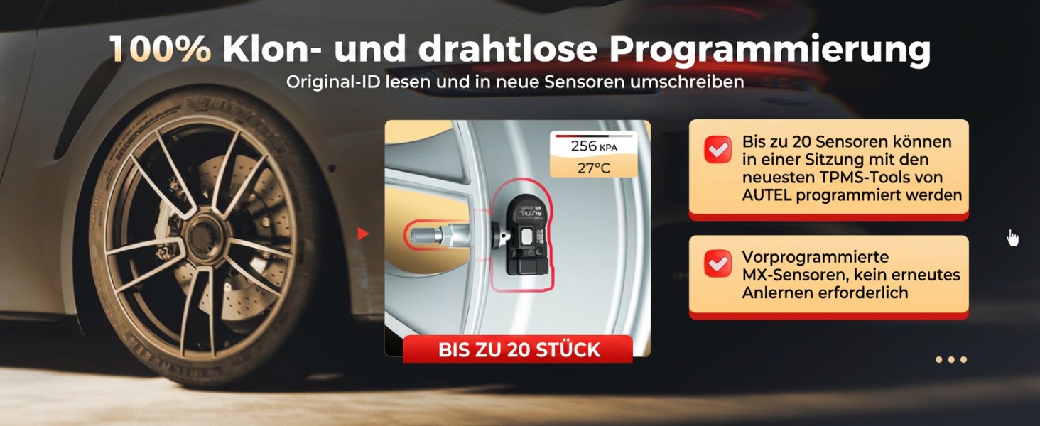 Vier Autel MX-Sensoren mit Metallventil als Ersatz-Reifendrucksensoren – Detail 8