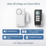 HENDUN SF03RCD Türalarm mit Magnetkontakt und Fernbedienung, zwei weisse Melder