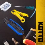 KOTTO Kompressionszange und Abisolierzange für Koaxialkabel mit 20 F-Steckern und Tasche