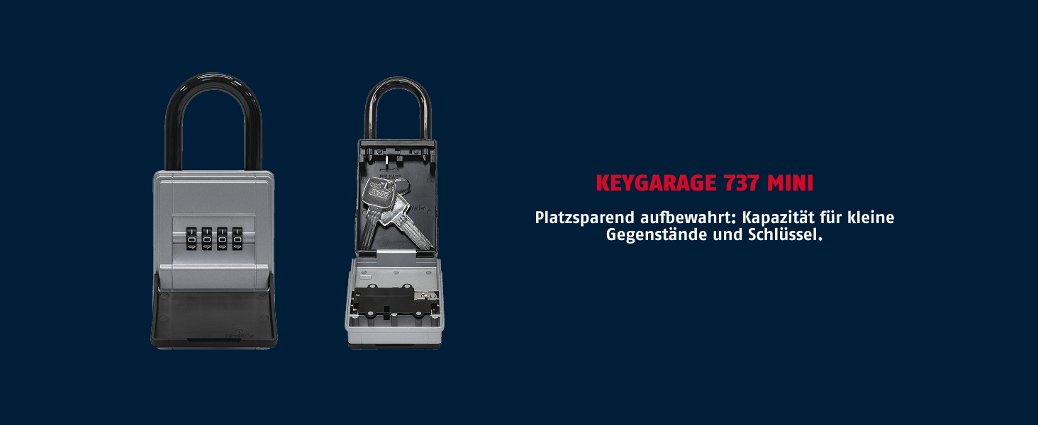 ABUS KeyGarage 797 Schlüsselbox mit silberner Zahlenradklappe und schwarzem kunststoffummanteltem Bügel – Detail 8