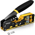 ZoeRax Netzwerk-Werkzeugset mit RJ45-Crimpzange, Kabeltester, Abisolierwerkzeug und Pass-Through-Steckern
