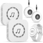 ChunHee CC19 Notrufset mit Empfänger, Notrufknopf zum Umhängen und Armband