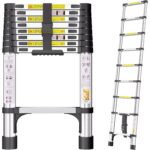 SIMPDIY Teleskopleiter aus Edelstahl, auf 3,8 Meter ausgezogen