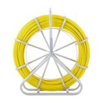 VEVOR Kabeleinziehspirale aus Glasfaser auf gelber Stahlhaspel mit Bremsgriff und Zugköpfen