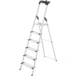 Hailo L80 ComfortLine Alu-Stehleiter mit drei XXL-Stufen, Plattform und Ablageschale