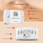 Safeliveo CO03 Kohlenmonoxidmelder in Weiss mit digitalem Display, freistehend aufgestellt