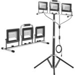 SOARFLY LED Baustrahler WL-SL-01 in Gelb mit Metallrahmen, Tragegriff und verstellbarem Standbügel