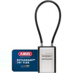 ABUS KeyGarage 797 Schlüsselbox mit silberner Zahlenradklappe und schwarzem kunststoffummanteltem Bügel