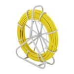 VEVOR Kabeleinziehspirale aus Glasfaser auf gelber Stahlhaspel mit Bremsgriff und Zugköpfen