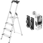 Hailo L80 ComfortLine Alu-Stehleiter mit drei XXL-Stufen, Plattform und Ablageschale