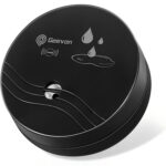 Zwei runde weisse Geevon Wassermelder mit Metallkontakten an der Unterseite
