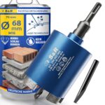 S&R Diamant-Bohrkrone 72 mm mit SDS-plus-Adapter, Zentrierbohrer und Austrieb-Keil