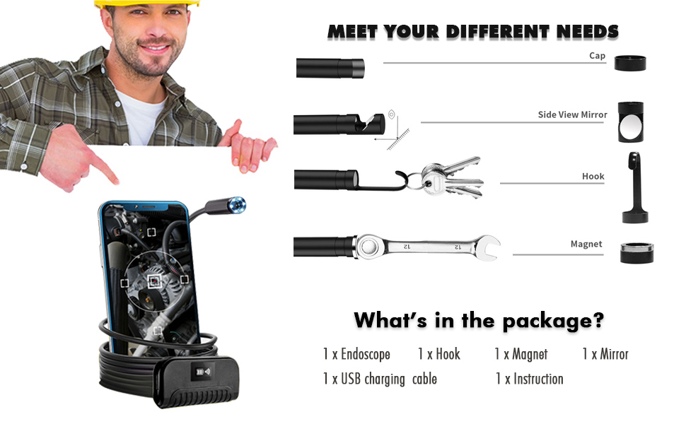 endoscope Paket beinhaltet
