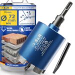 S&R Diamant-Bohrkrone 72 mm mit SDS-plus-Adapter, Zentrierbohrer und Austrieb-Keil