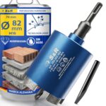 S&R Diamant-Bohrkrone 72 mm mit SDS-plus-Adapter, Zentrierbohrer und Austrieb-Keil