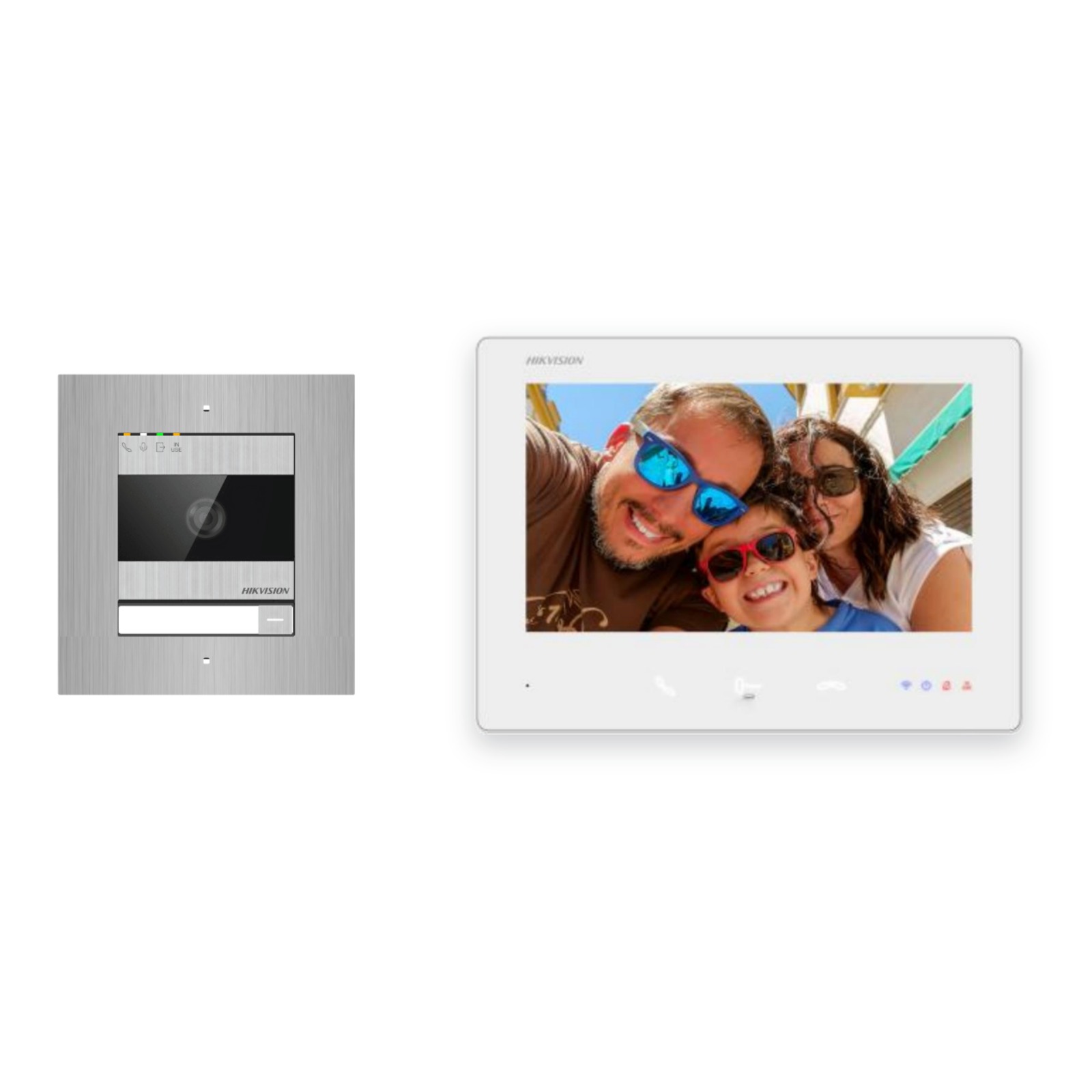 Hikvision 2-Draht-Bus Video-Türsprechanlage Einfamilienhaus – Komplett-Set Edelstahl, Unterputz Hikvision 2-Draht-Bus Video-Türsprechanlage Einfamilienhaus – Komplett-Set Edelstahl, Unterputz – Türstation und Innenstation