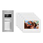 Hikvision 2-Draht-Bus Video-Türsprechanlage 5-Familienhaus – Komplett-Set Edelstahl, Unterputz – Türstation und Innenstation