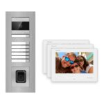 Hikvision 2-Draht-Bus Video-Türsprechanlage 3-Familienhaus – Komplett-Set mit Fingerprint, Unterputz – Türstation und Innenstation