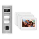 Hikvision 2-Draht-Bus Video-Türsprechanlage 5-Familienhaus – Komplett-Set mit Fingerprint, Unterputz – Türstation und Innenstation