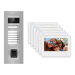Hikvision 2-Draht-Bus Video-Türsprechanlage 6-Familienhaus – Komplett-Set mit Fingerprint, Unterputz – Türstation und Innenstation