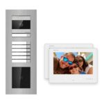 Hikvision 2-Draht-Bus Video-Türsprechanlage 2-Familienhaus – Komplett-Set mit Kartenleser, Unterputz – Türstation und Innenstation