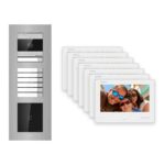 Hikvision 2-Draht-Bus Video-Türsprechanlage 7-Familienhaus – Komplett-Set mit Kartenleser, Unterputz – Türstation und Innenstation
