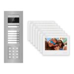 Hikvision 2-Draht-Bus Video-Türsprechanlage 7-Familienhaus – Komplett-Set mit Zahlencode, Unterputz – Türstation und Innenstation