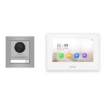 Hikvision 2-Draht-IP Video-Türsprechanlage Einfamilienhaus – Komplett-Set Edelstahl, Monitor weiss – Türstation und Innenstation
