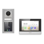 Hikvision 2-Draht-IP Video-Türsprechanlage Einfamilienhaus – Komplett-Set mit Touch-Display, Monitor schwarz – Türstation und Innenstation