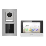 Hikvision 2-Draht-IP Video-Türsprechanlage Einfamilienhaus – Komplett-Set mit Kartenleser, Monitor schwarz, Unterputz – Türstation und Innenstation