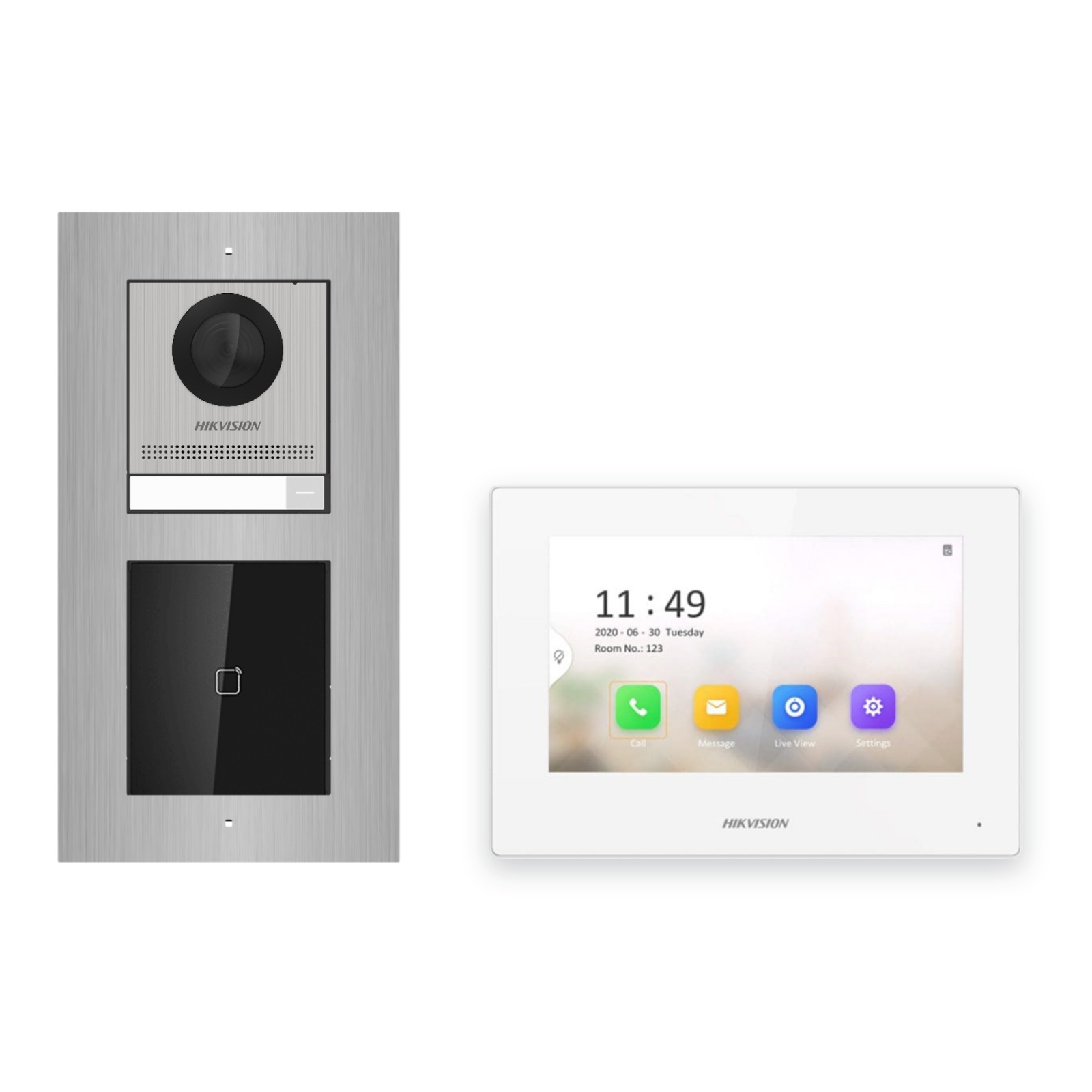 Hikvision 2-Draht-IP Video-Türsprechanlage Einfamilienhaus – Komplett-Set mit Kartenleser, Monitor weiss, Unterputz Hikvision 2-Draht-IP Video-Türsprechanlage Einfamilienhaus – Komplett-Set mit Kartenleser, Monitor weiss, Unterputz – Türstation und Innenstation