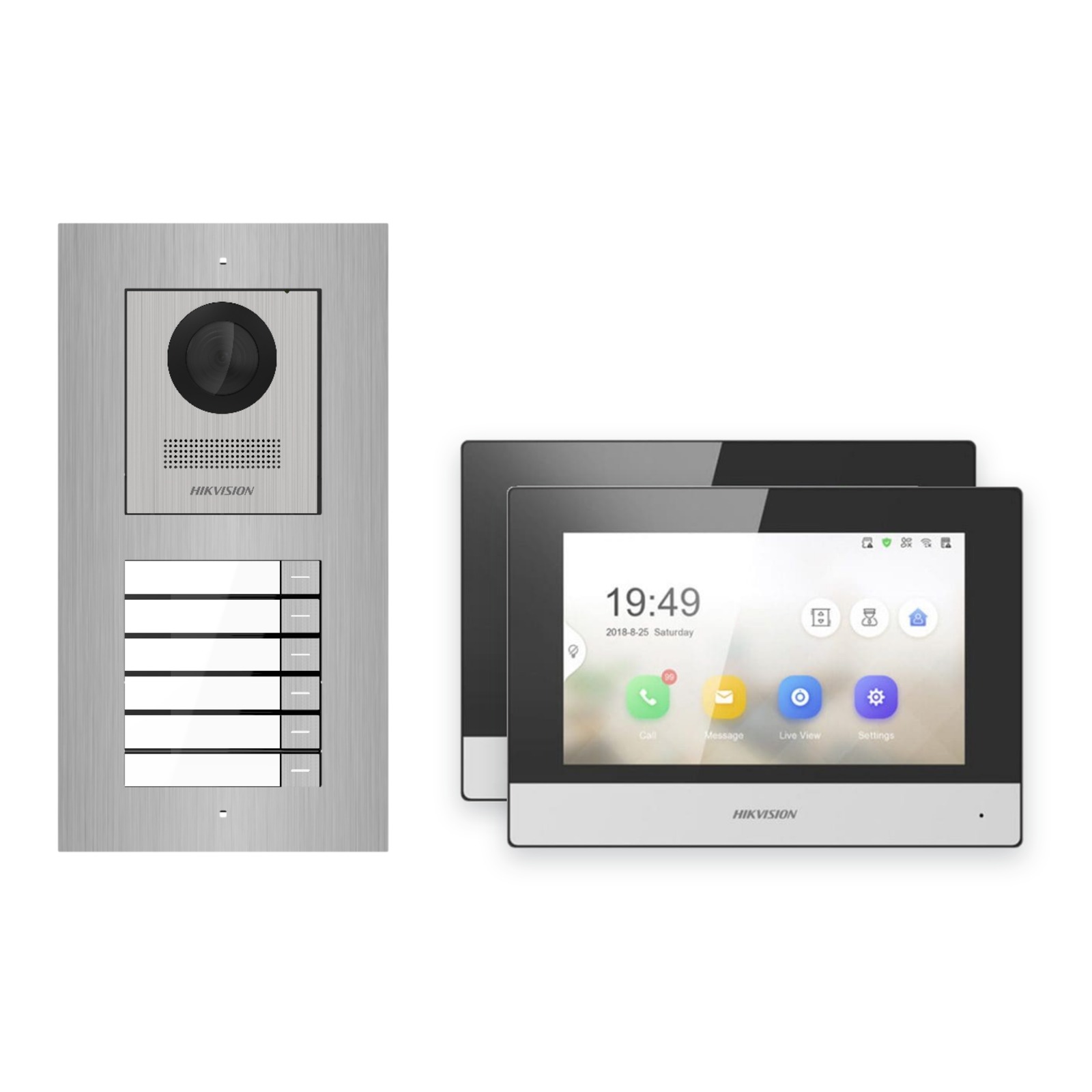 Hikvision 2-Draht-IP Video-Türsprechanlage 2-Familienhaus – Komplett-Set Edelstahl, Monitor schwarz, Unterputz Hikvision 2-Draht-IP Video-Türsprechanlage 2-Familienhaus – Komplett-Set Edelstahl, Monitor schwarz, Unterputz – Türstation und Innenstation