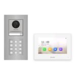Hikvision 2-Draht-IP Video-Türsprechanlage Einfamilienhaus – Komplett-Set mit Zahlencode, Monitor weiss, Unterputz – Türstation und Innenstation