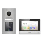 Hikvision 2-Draht-IP Video-Türsprechanlage Einfamilienhaus – Komplett-Set mit Touch-Display, Monitor schwarz, Unterputz – Türstation und Innenstation