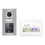 Hikvision 2-Draht-IP Video-Türsprechanlage Einfamilienhaus – Komplett-Set mit Touch-Display, Monitor weiss, Unterputz – Türstation und Innenstation