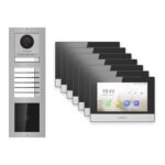 Hikvision 2-Draht-IP Video-Türsprechanlage 7-Familienhaus – Komplett-Set mit Kartenleser, Monitor schwarz – Türstation und Innenstation